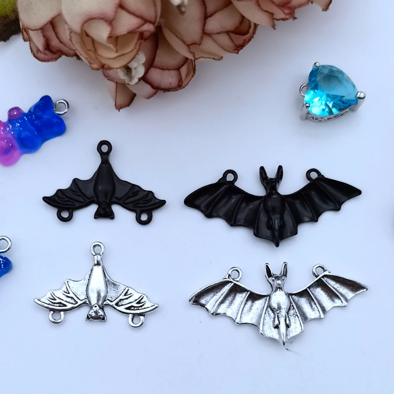 

5 Pieces Set Upside Down Bat Two Circle Bat Pendant Women's Earrings Necklace Accessories Jewelry Handmade DIY Accessories