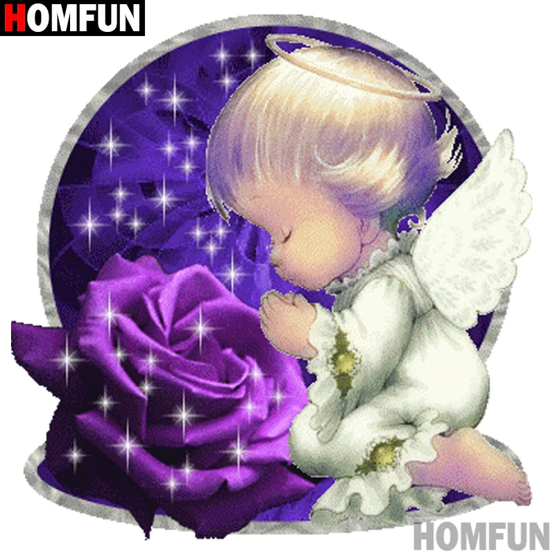 

HOMFUN Full Square/Round Drill 5D DIY Diamond Painting "Child angel flower" 3D Diamond Embroidery Cross Stitch Home Decor A27010