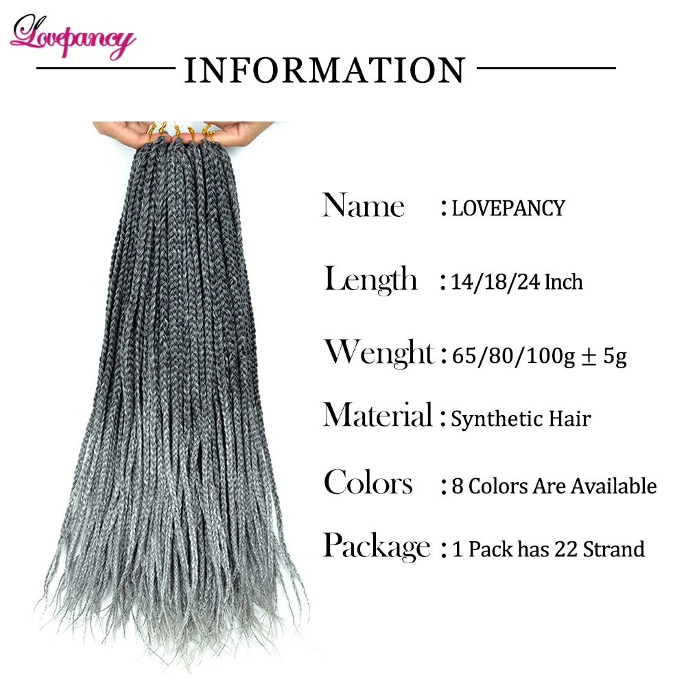 Lovepancy Crochet Braid Hair Extensions Synthetic Box Braiding Hair Ombre Blonde Grey Bug Hook Braids Crochet Hair For Women