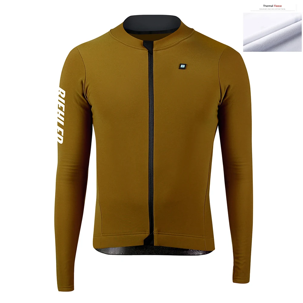 BIEHLER Men's Pro Team Cycling Jersey Bike Long Sleeve Thermal Fleece Polyester Winter Maillot Warm Clothes Bicycle Shirt