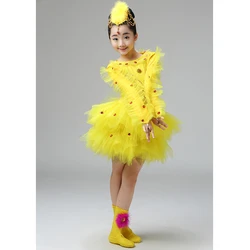 Yellow chick costumes for children duck cosplay bird dress for girls festival dance clothes animal party stage performance