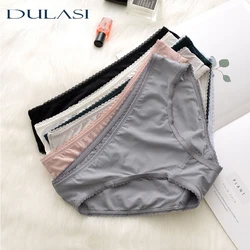 Women's Panties Sexy Ice Silk Underwear For Summer Simple Solid Color Nylon Lingerie Breathable Cotton Crotch Briefs Top New