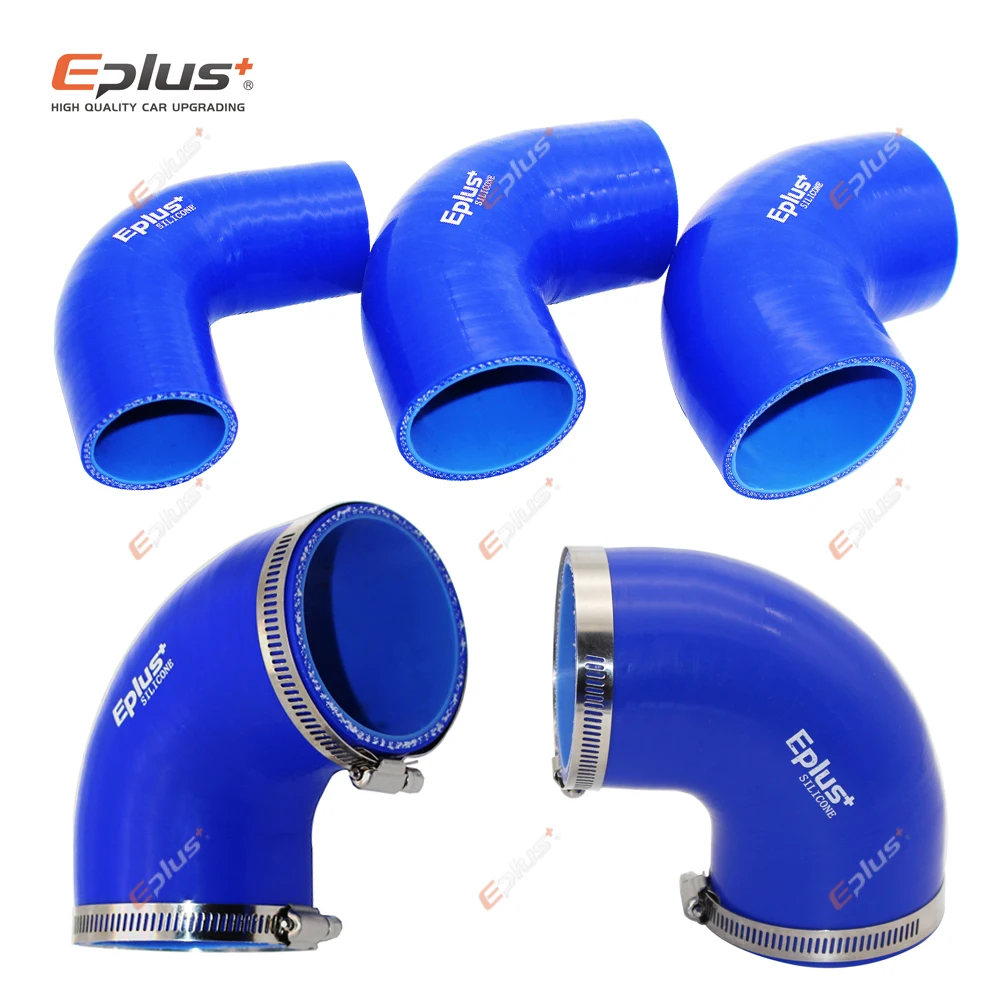 EPLUS Universal Silicone Tubing Hose 90 Degrees Connector Car Intercooler Turbo Intake Pipe Coupler Blue Multi Size