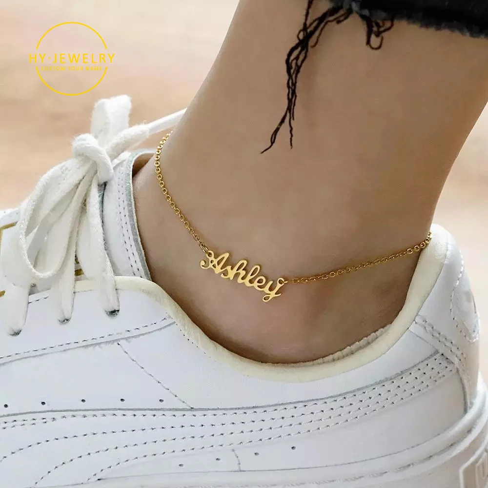 Personalized Name Anklet Customized  Name Bracelet On Leg For Women Gold Stainless Steel Jewelry Birthday Gift For Girlfriend