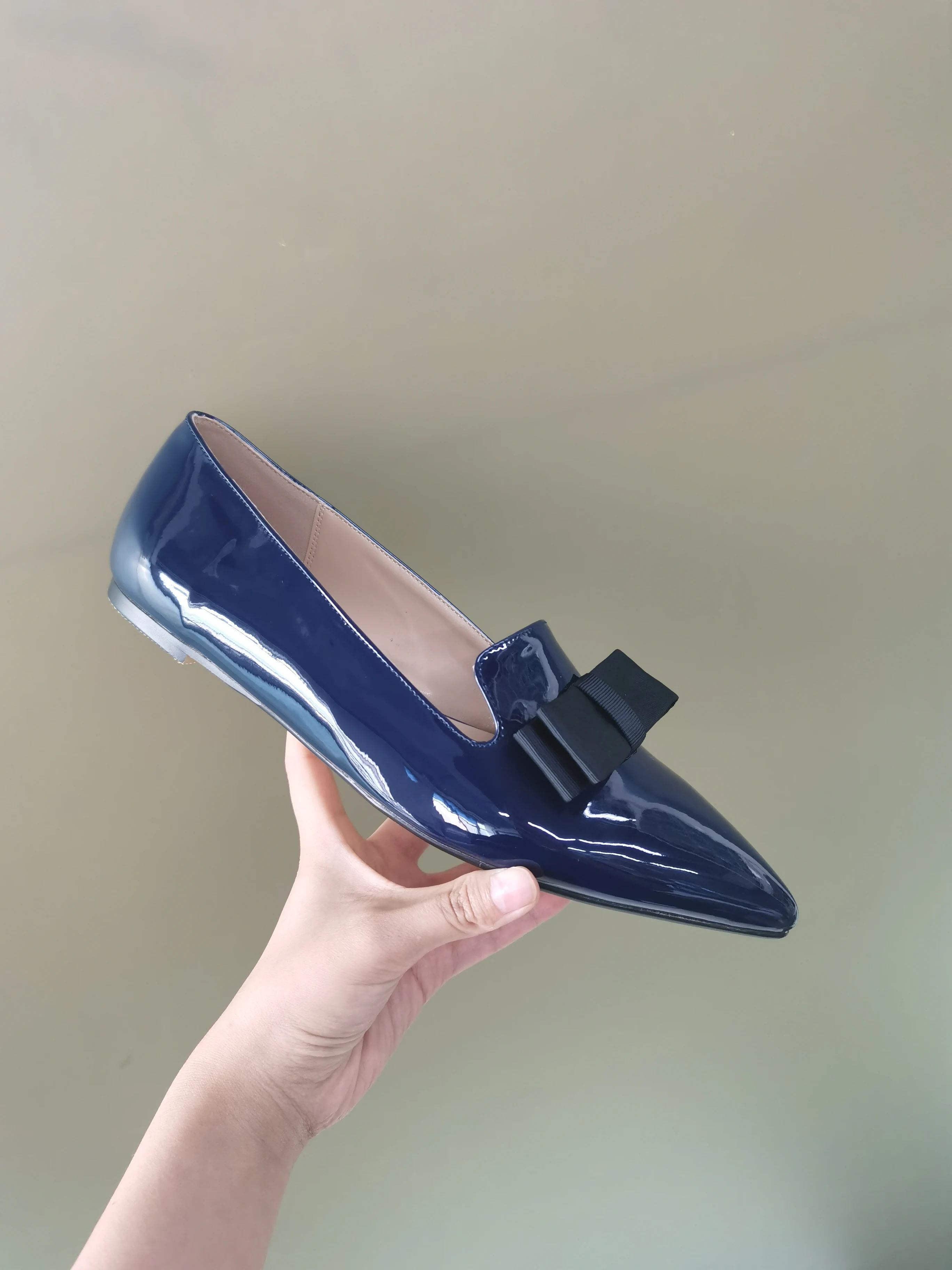 Lovirs Women Shoes Pointed Toe Bowknot Flats Patent Leather Casual Shoes Slip on Drees Flat Leisure Shoes Plus Size US5-15