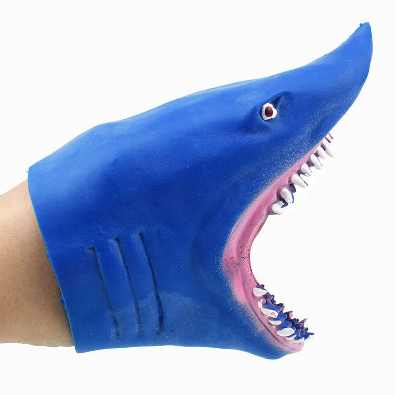 1Pcs Gesimuleerde Scary Haai Handpop Speelgoed Milieuvriendelijke Nieuwigheid Storytelling Props Vivid Shark Model Pop Bananasplit Speelgoed