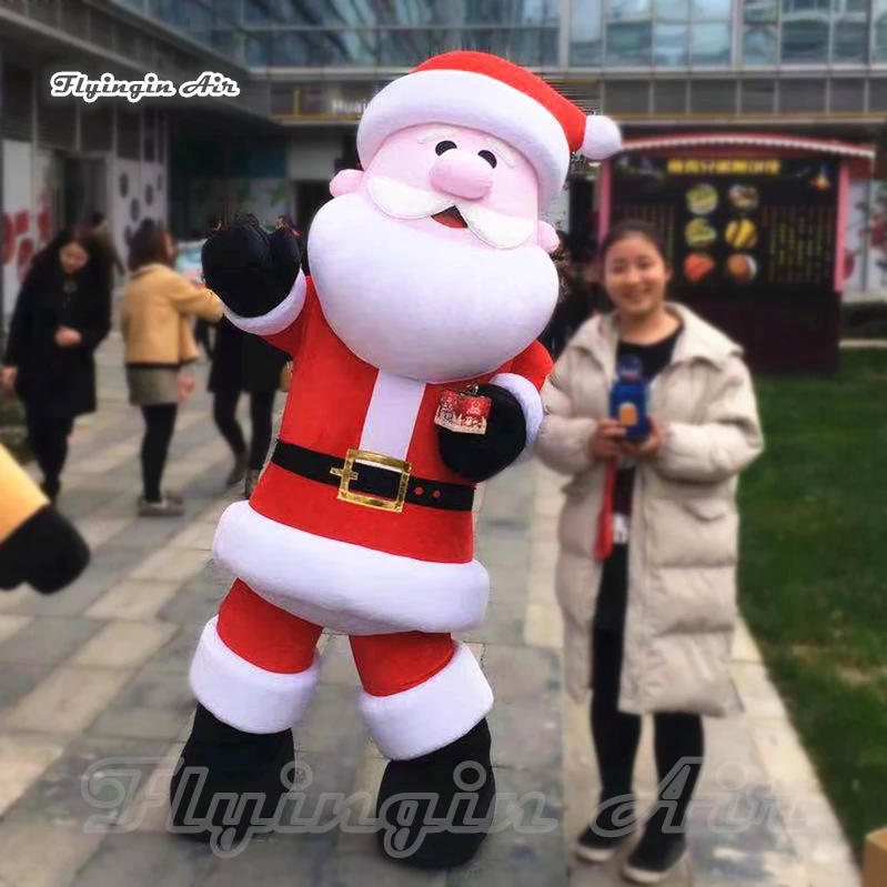 Customized Surprise Walking Inflatable Santa Claus Costume 2m Blow Up Santa Suit For Christmas Parade Decoration