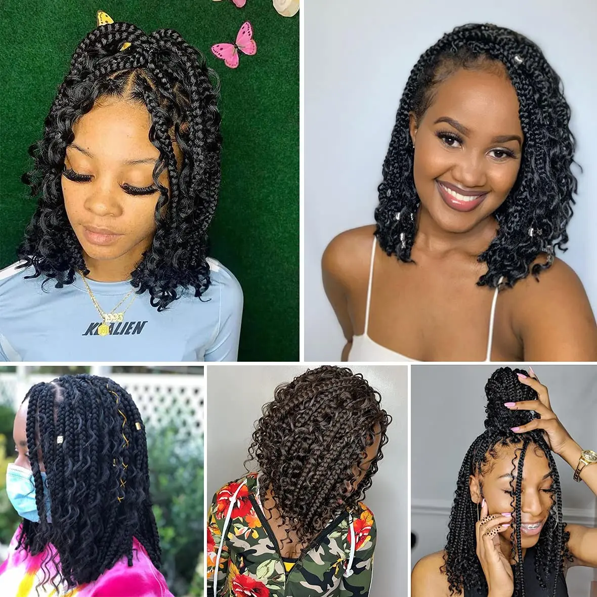 14 Inch Messy Goddess Box Braids Crochet Hair Bohemian 3X Crochet Braids Pre Looped Bohe Black Ombre Braiding Hair Extension