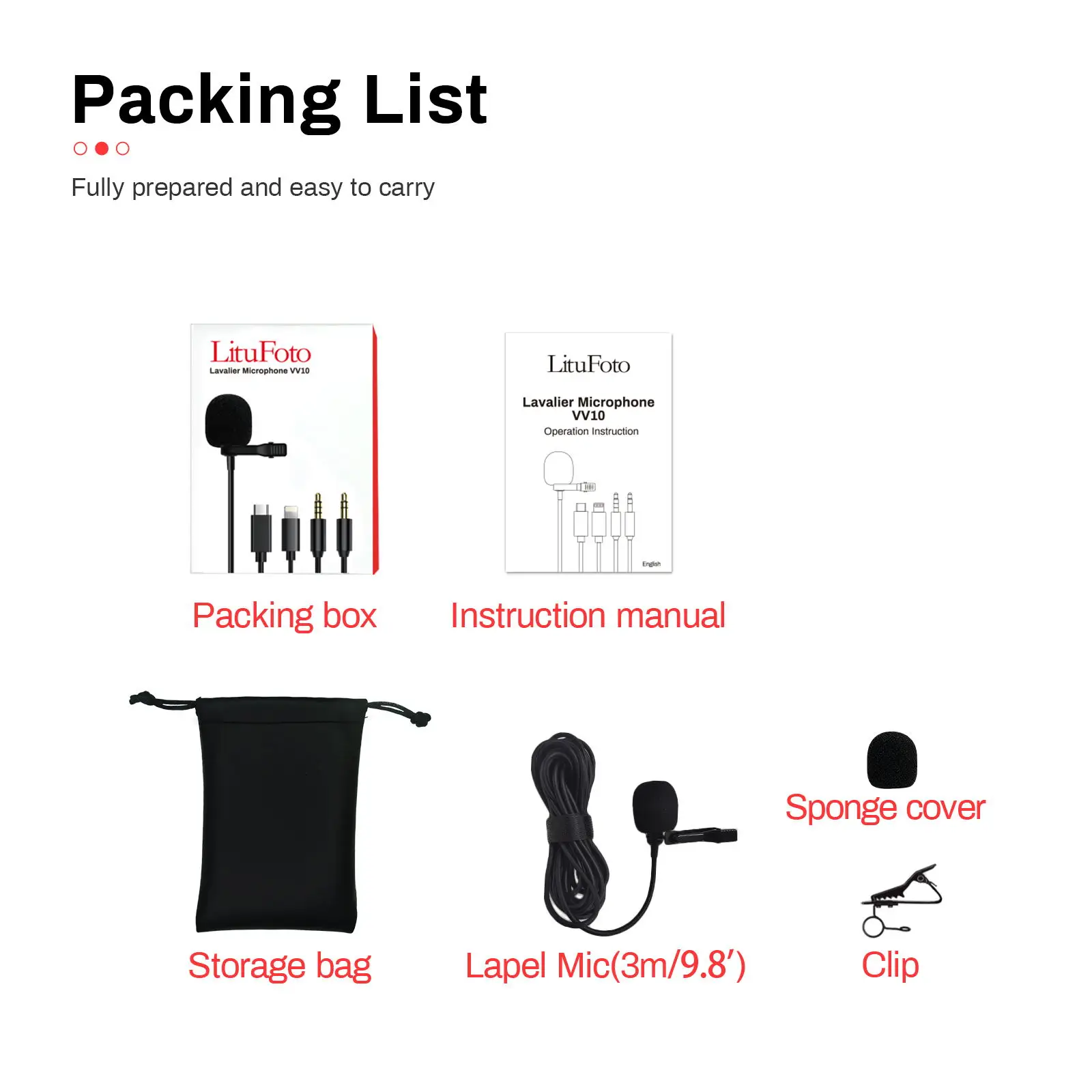 Litufoto-VV10 Interface Typ-C/3M Mini USB Mikrofon Revers Lavalier PC/Telefon/Kamera Mic Tragbare für iPhone Laptop Computer