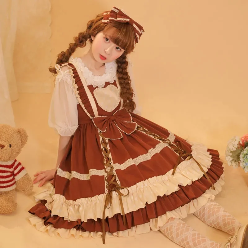 Japanischen Lolita Kleid Süße Polka Dot Lolita Kleid Prinzessin Kleid Hohe Taille Viktorianischen Kleid Kawaii Mädchen Gothic Lolita Op