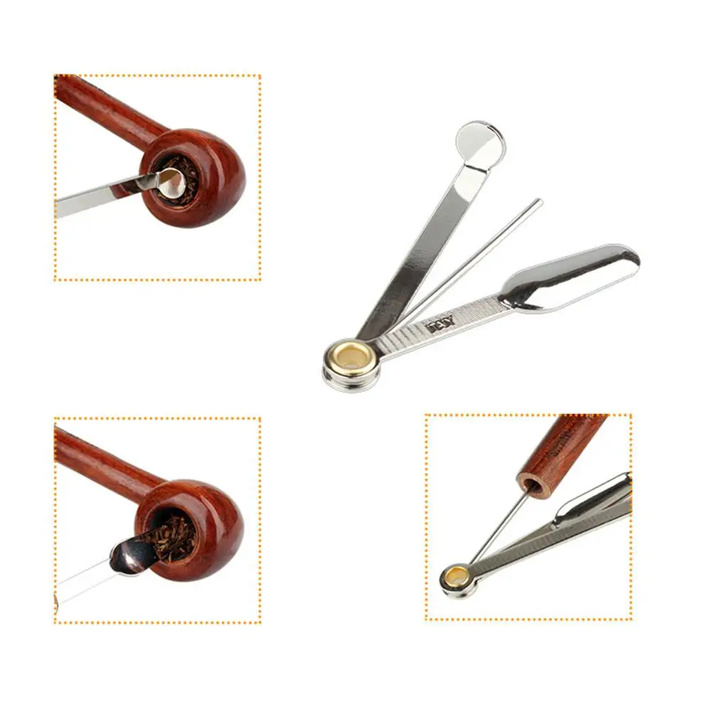 Smoking Pipe Leather Tobacco Pipes Accessories Holder Bracket Rack Stand With Stainless Steel Pipe Cleaner Tamper Tool