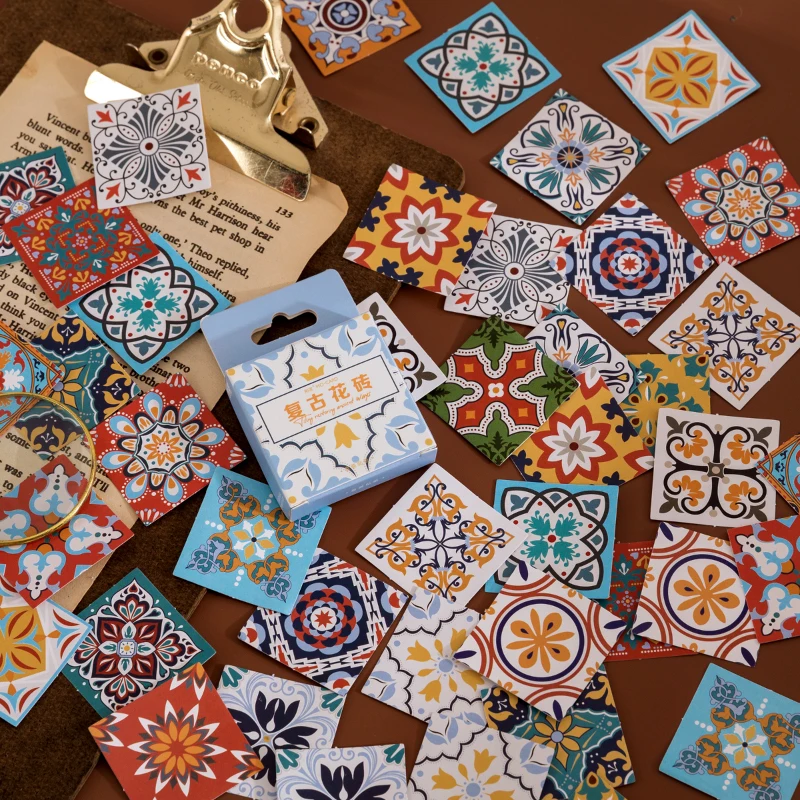 46 Pcs/lot Chinese Elements Ceramic Pattern Adhesive Stickers for Diary Envelope Planner Scrapbook Album Notebook