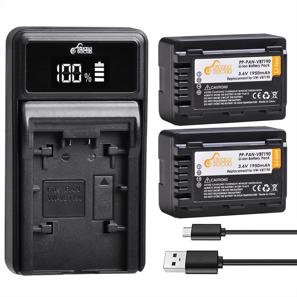 VW-VBT190 Camera Battery LED Charger for Panasonic HC-V720, HC-V727, HC-V730, HC-V750, HC-V757, HC-V770, HC-VX870 and More