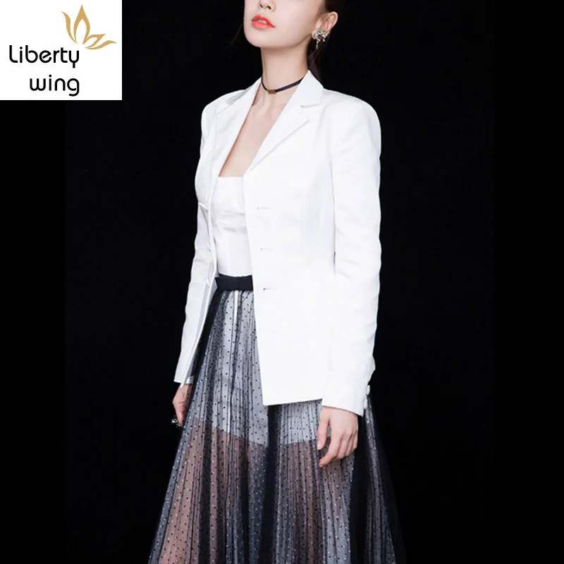 Spring Set Star Style Skirt Shirt 3 Sets Of Women Office Lady Notched Single Breasted Female Wrap Chest Gauze Skirts Suits