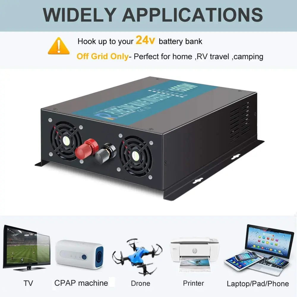 3000W Peak Off Grid Pure Sine Wave Solar Inverter 1500W 24V 220V Power Inverter Converter 12V/48V/110V DC to 120V/230V/240V AC