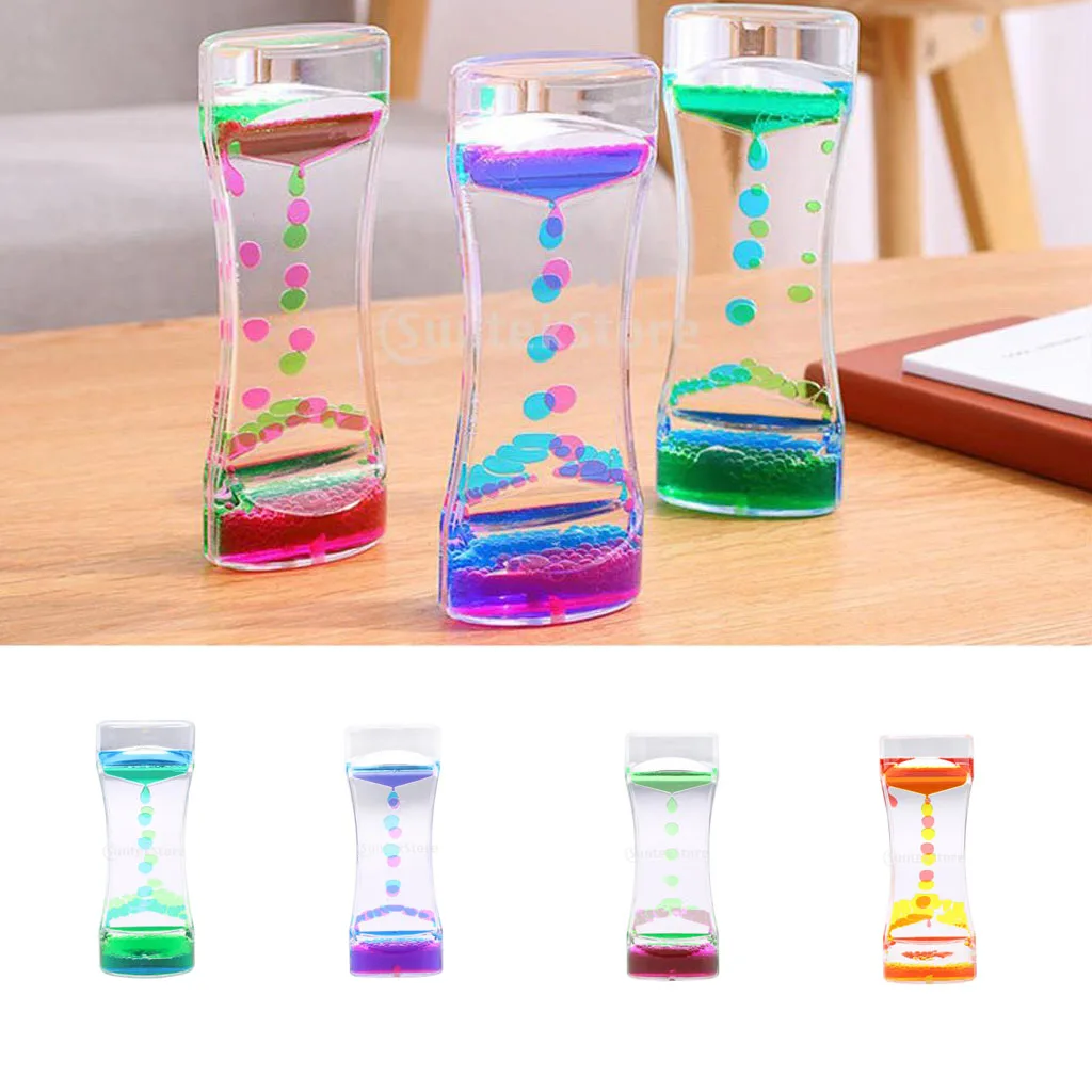 Floating Color Mix Oil Liquid Bubbler Motion Timer Hour Glass Orange Liquid Oil Hourglass Timer Fun Classic Sensory Toys