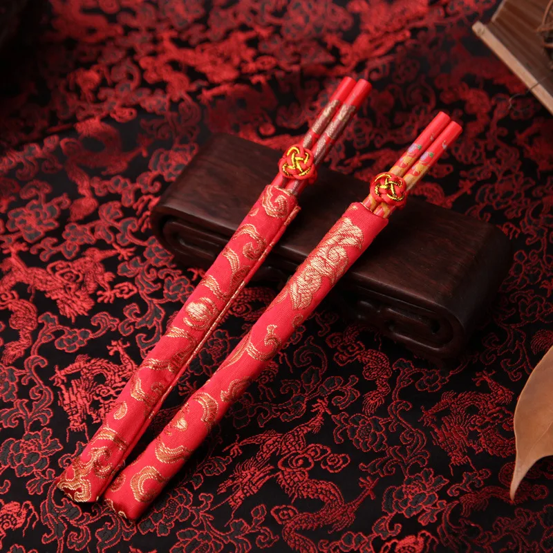 Wedding festive dragon and phoenix chopsticks wedding supplies bamboo chopsticks wedding wedding supplies