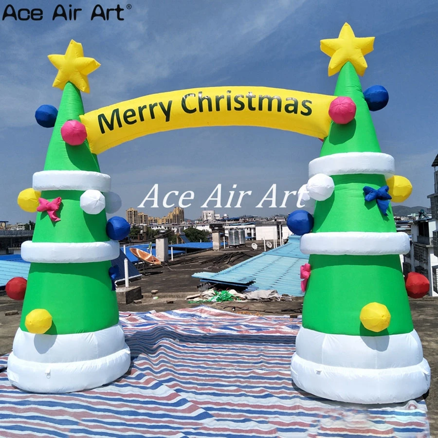 Portable Inflatable Arch for Christmas Tree Archway, Airblown for Xmas Carnival Party, Made by Ace Air Art, 5m x 5m H