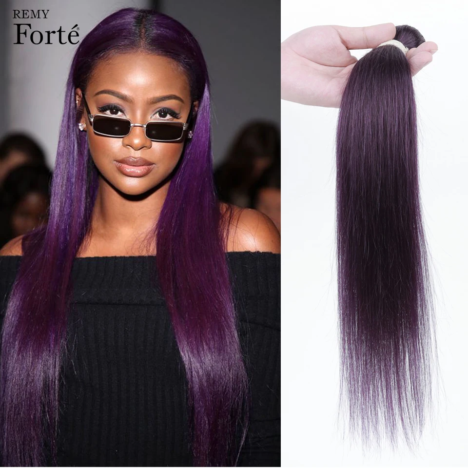 Remy Forte Human Hair Bundles Violet purple Brazilian Hair Weave Bundles Straight Hair Wholesale Single Bundles Hair Vendors