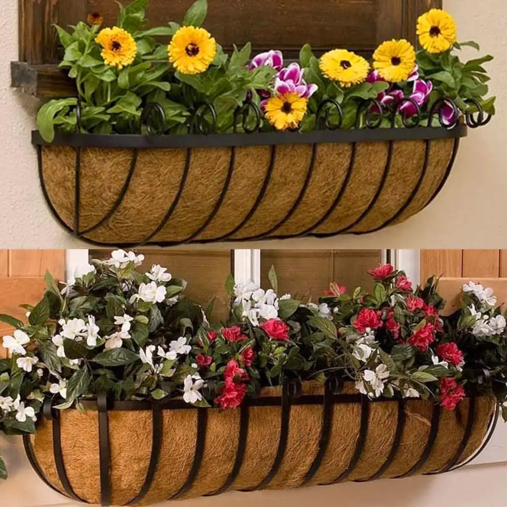 Coco Liner Trough Half Moon Shaped Planter Liner Natural Coconut Fiber Liner Trough For Window Box Flower Basket Garden