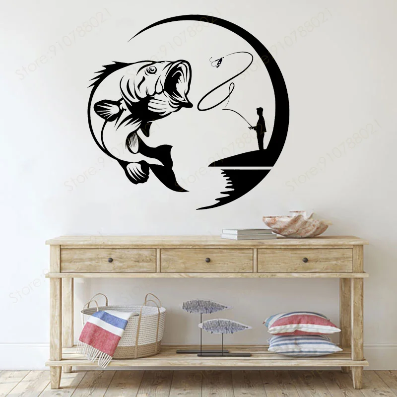 Bass Fishing Vinyl Decal Fisherman Fish Car Window Sticker Removable WaterProof Deocration Murals Wallpaper New Arrivals S515