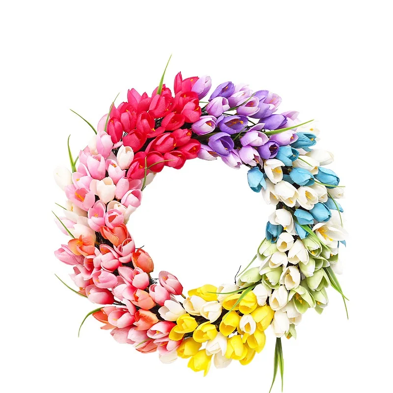 

Modern Valentine's Day Tulip Artificial Flower Art Wreath Gift Dinning Room Wall Hanging Ornaments Party Easter Home Decor