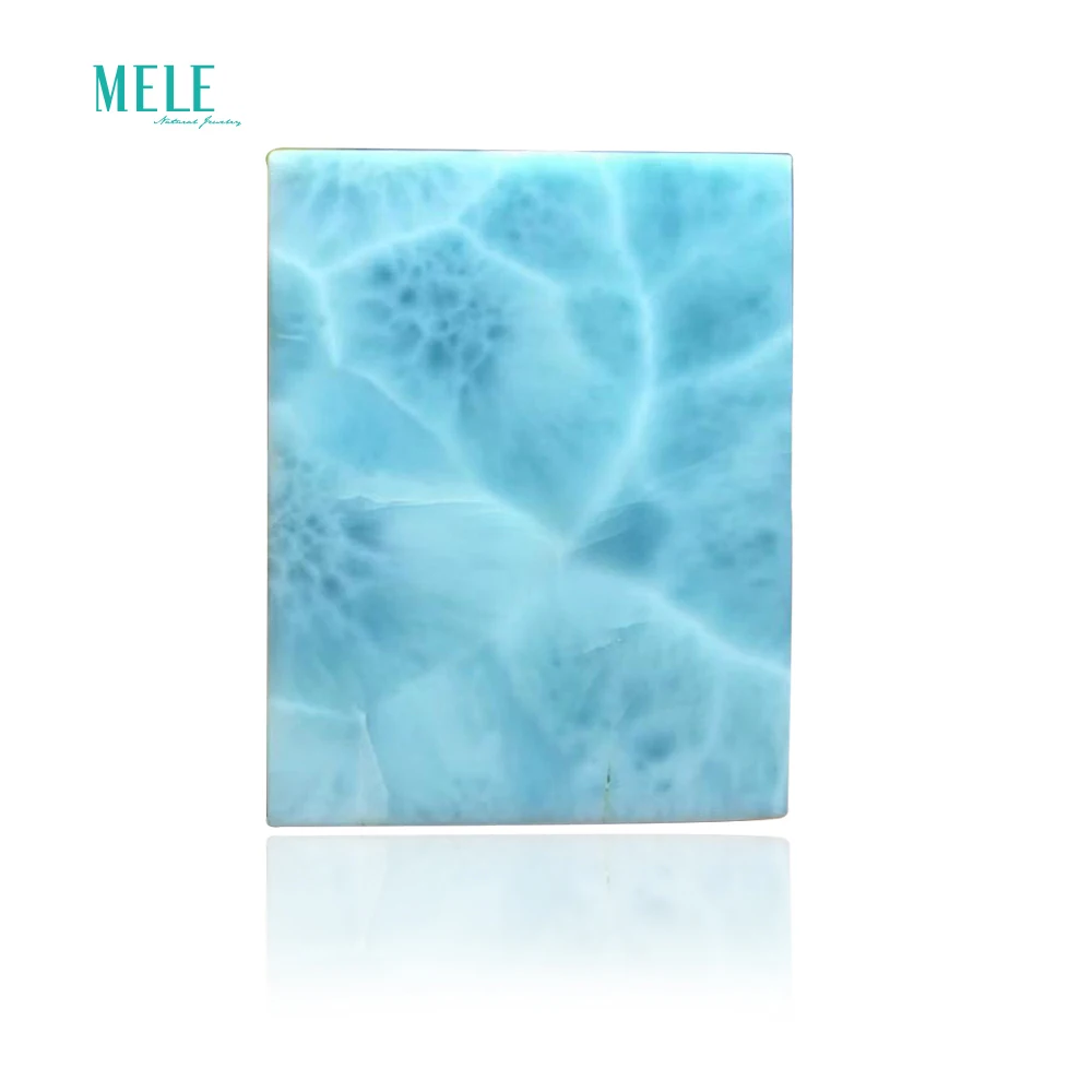 Natural  Dominican sea lines stone Larimar square brand Bare stone Pendant