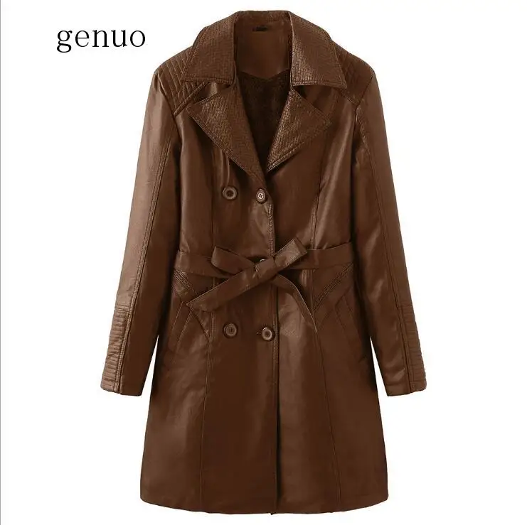 Winter Coat Women Manteau Femme Hiver's Long Coat Faux Leather Jacket Buttons Overcoat  Outwears Abrigos Mujer Invierno 2020