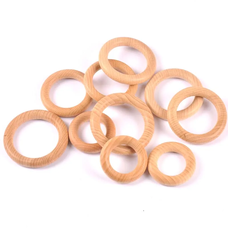 2pcs Natural beech Wood Circle DIY Crafts Embellishment For Wooden Ring Children Kids Teething Ornaments 40/50/55/60/65/70mm