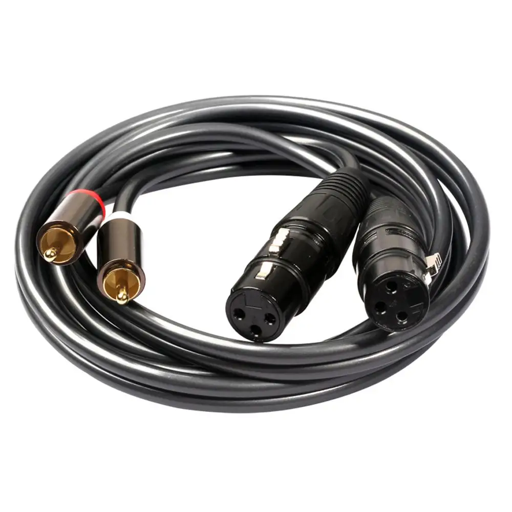 Bochara Dual XLR żeński do 2RCA męski kabel Audio ekranowany dla wzmacniacza mikser głośników 1.5m 3m