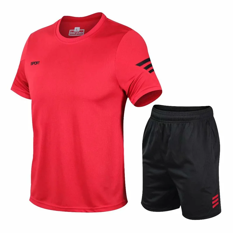 M-5XL trajes de entrenamiento para correr para hombres gimnasio manga corta secado rápido Fitness deportes camiseta ropa deportiva