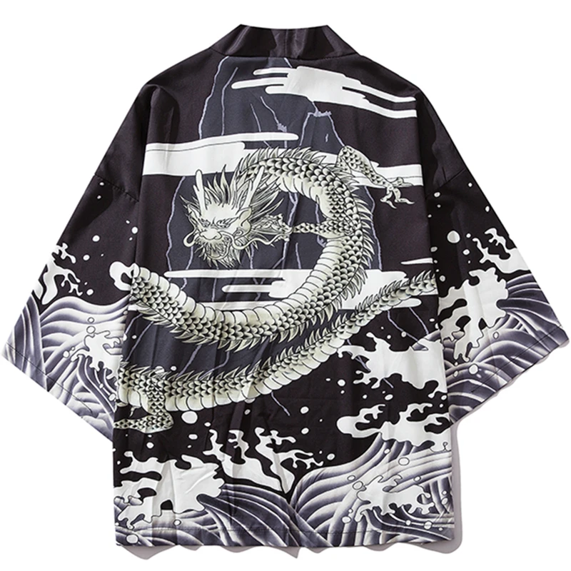 Yukata Male Chinese Dragon Costume Clothing Japanese Kimono Cardigan Men Haori Jacket Women Shirt Yukata Coat Anime Cosplay