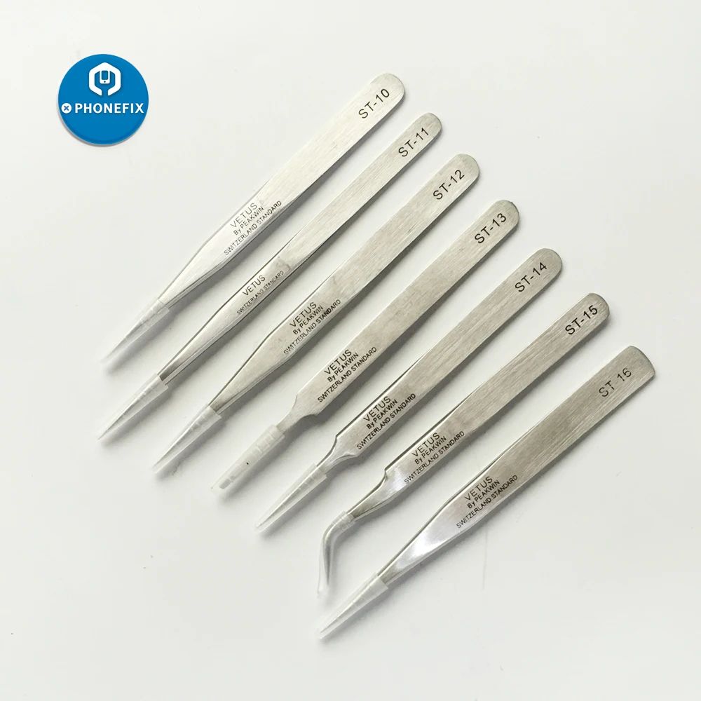 Phonefix Rvs Industriële Pincet Horloge Reparatie Tools Mobiele Telefoon Moederbord Reparatie Anti-Statische Pincet