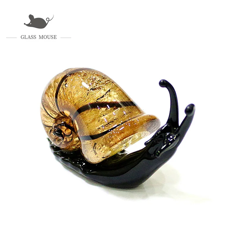 

Murano Glass Snail Mini Figurines Silver Foil Craft Ornaments Cute Animal Collection Home Garden Decor New Year Gifts For Kids