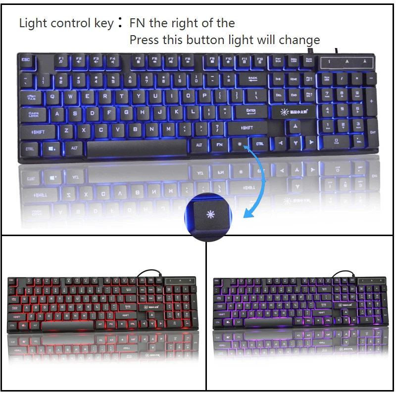 Teclado de jogos rgb backlit teclado 104key russo/eua com fio ergonômico mix retroiluminado para computador portátil