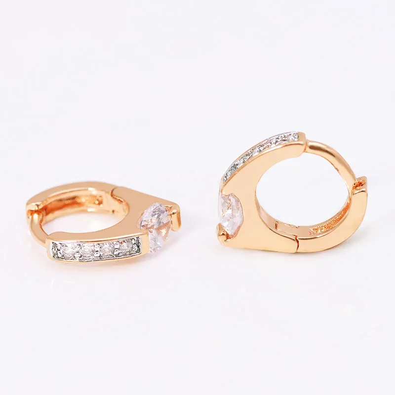 MxGxFam  18 k Mix Gold Color Zircon Small Hoop Earrings For Elegant Women Girl Fashion Jewelry