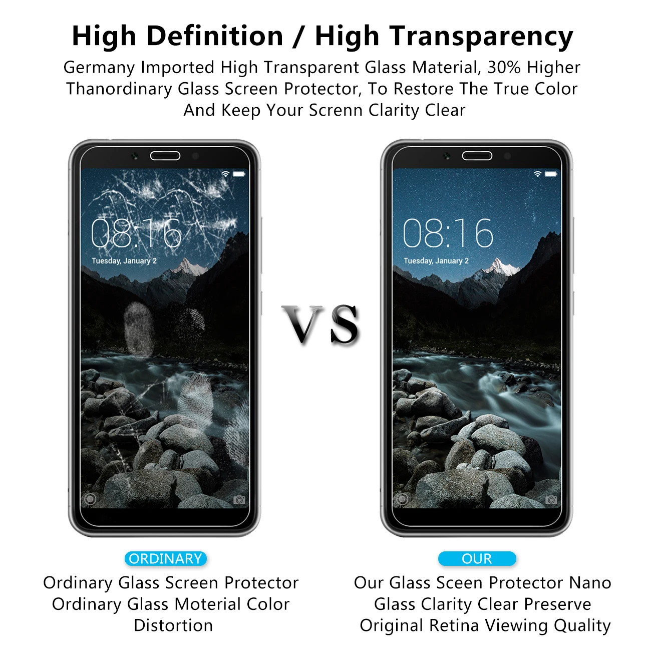 2 قطعة/الوحدة الزجاج المقسى ل شاومي Redmi 6A حامي الشاشة ل شاومي Redmi 6A 5.45 "انفجار برهان فيلم واقية