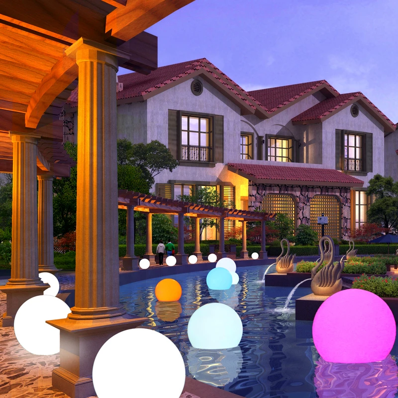 LED Outdoor Garden Landscape Light Rechargeable Remote Control RGB Waterproof LED Swimming Pool Floating Ball Lawn Lamps Pathway