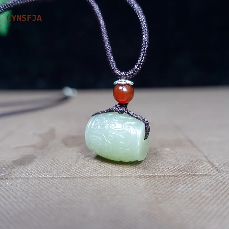 CYNSFJA New Real  Certified Natural Hetian Jade Nephrite Lucky Amulets LULUTONG Jade Pendant Light Green High Quality Best Gifts