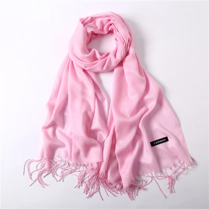 Fashion Solid hijab Color 2021 luxury  Women Scarf Winter Hijabs Long Lady Shawls Cashmere Like Pashmina Hijabs Scarves Wraps