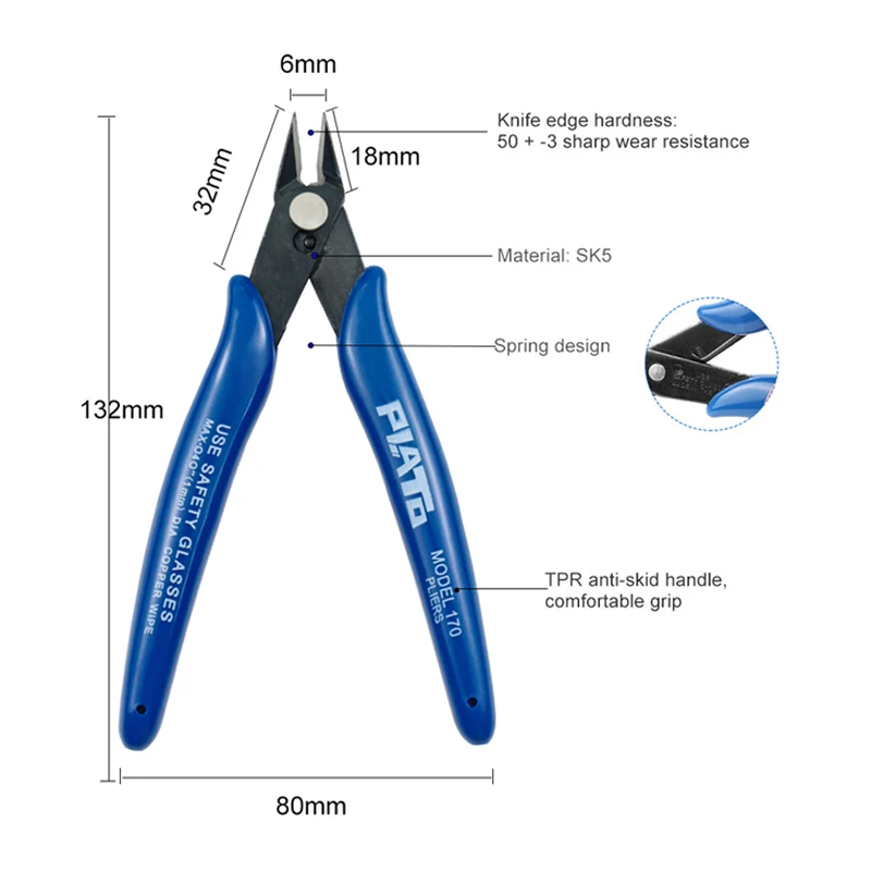 Electronic Diagonal Pliers Wire Cable Cutters Anti-slip Side Cutters Snips Flush Nipper Mini Pliers 10/5/1/PCS Repair Hand Tools