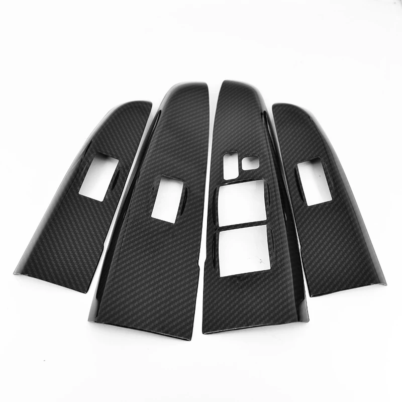 For toyota fortuner AN50 AN60 2004-2015 Pickup Power window switch Window lifter trim，Carbon fiber pattern Interior Door sticker