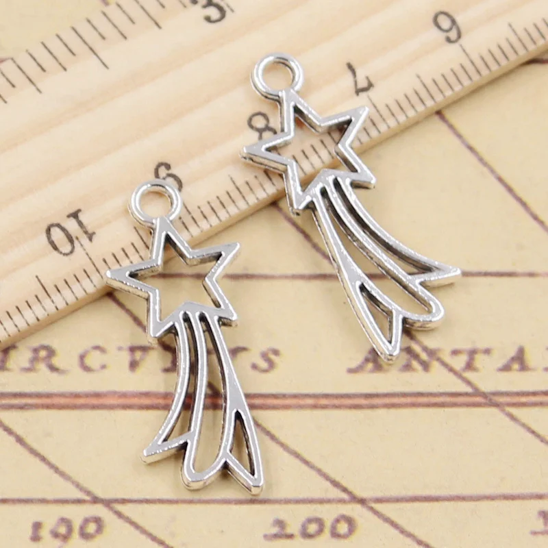 20pcs Charms Rising Stars 31x13mm Tibetan Silver Color Pendants Antique Jewelry Making DIY Handmade Craft