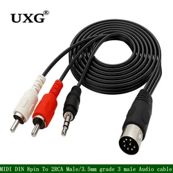 MIDI DIN 8pin 8-Pin DIN To 2RCA Male /3.5mm Audio 8 Pin DIN/RCA Cable 180CM  6FT adapter cable