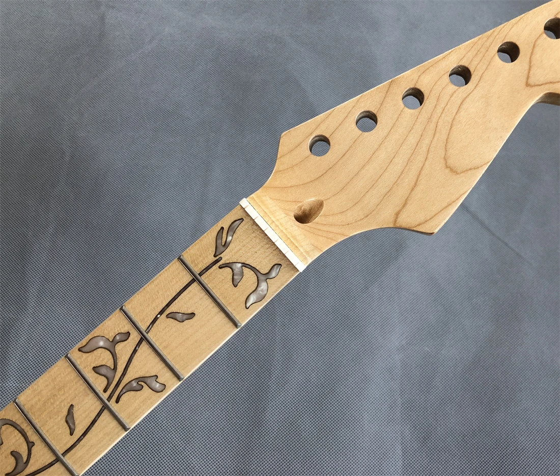 

Electric Guitar Neck Replacement 22Fret 25.5 Inch Maple Fingerboard Vine Inlaid Gloss