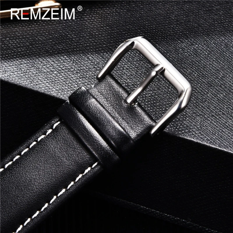 REMZEIM Calfskin Leather Watchband for Apple Watch Band Series 8/7/6/5/4/3 Sport Bracelet 42mm 38mm 45mm 44mm 40mm Brown Black