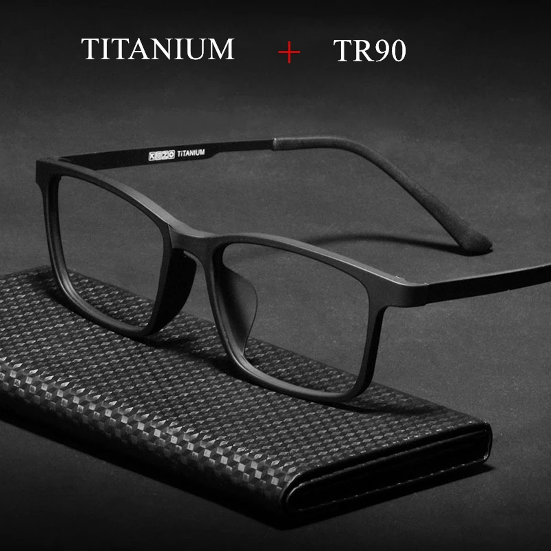 New Woman Comfortable Titanium Alloy Frame TR90 Men Square Myopia Glasses Frame Anti-Blue light Optical Prescription Frame