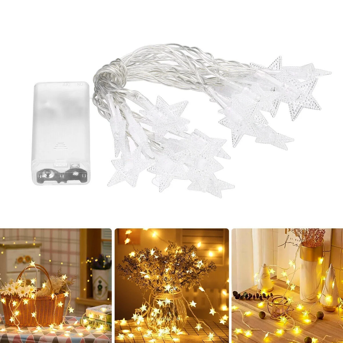 LED Garland Holiday Star String Fairy Lights Hanging Ornaments Christmas Tree Decorations for Home Party Christmas Decorations