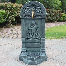 Antique Green Cast Iron Standing Hand Sink With Engraved Angel On European Home Garden Decor Wash Stand Heavy Metal Wash Basin