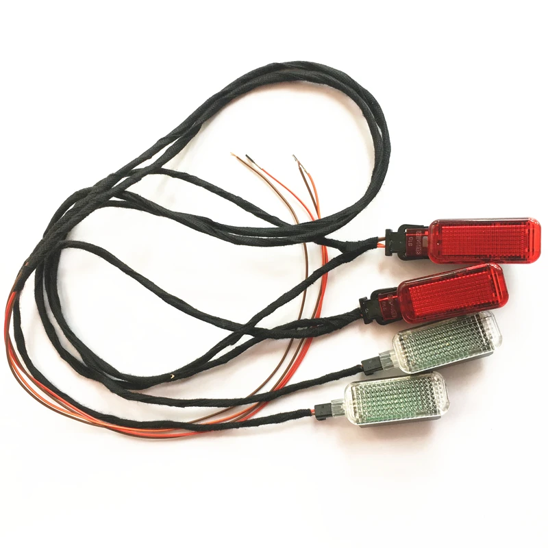 Car Red Door Warning Light+LED Footwell Light Cable Wiring Harness For A3 S3 A4 B8 S4 A5 A6 C7 S6 A7 A8 S8 Q3 Q5 Q7 8KD947411